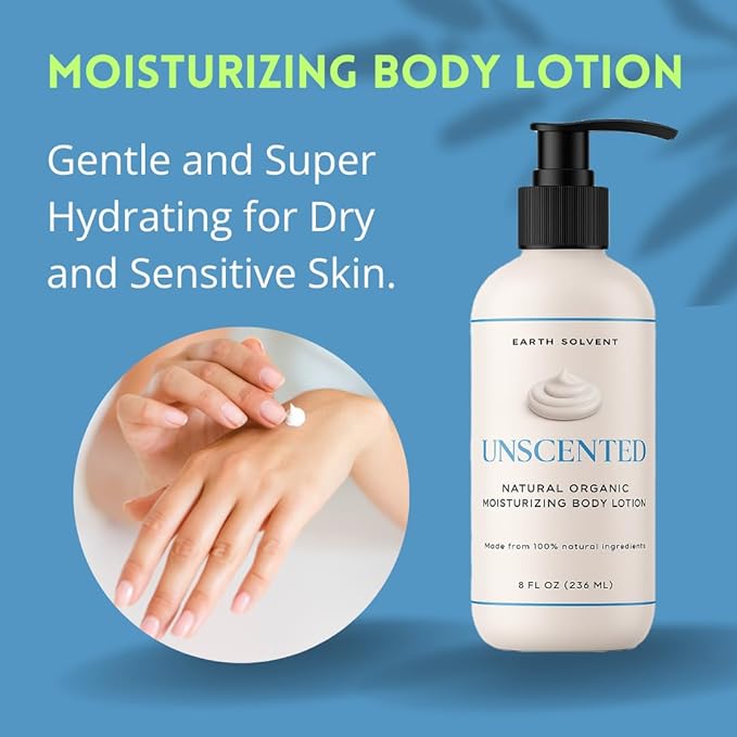 Natural Organic Moisturizing Body Lotion Lightweight & Non-Greasy, Shea Butter Body Lotion Made with All Natural Ingredients | For All Skin Types, Eco-friendly (8oz, Unscented)