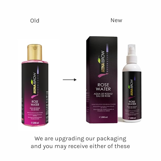 Mina Rose Water Facial Toner And Eyebrow Henna Tint Fixing Solution | Organic, Refreshing Natural Rose Water | 200ml