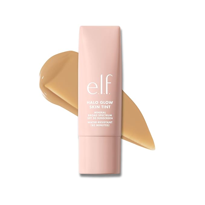 e.l.f. Halo Glow Skin Tint SPF 50, Tinted Moisturizer For Light, Buildable Coverage, Creates A Natural Glow, Vegan & Cruelty-Free, 7 Medium Warm