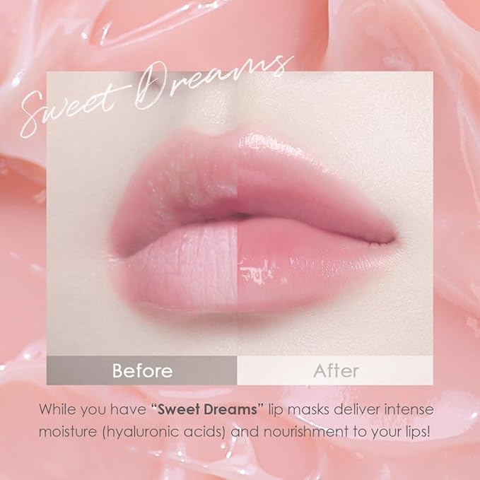 glowiest Sweet Dreams Overnight Lip Mask- Nourishing, Plumping and Hydrating Lip Balm | glowiest Sweet Dreams Lip Sleeping Mask | Hyaluronic Acids+Vitamin C+Shea Butter+Antioxidants l Peach