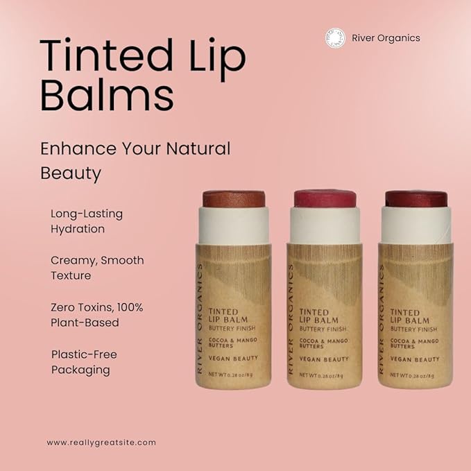 Tinted Lip Balm – Rose Gold | Vegan, Plastic-Free, Long-Lasting, Organic, Zero-Waste 0.28 OZ