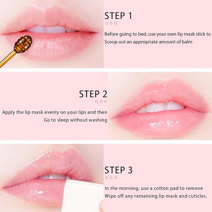 3 Pcs Bee Coconut Apple Honey Pot Lip Mask Sleeping Mask Hydrate Repair Prevent Dry Cracked Lip Exfoliator Care (Strawberry+Apple Lime)