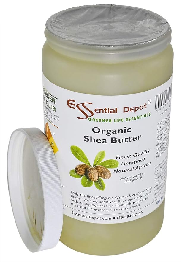Essential Depot Shea Butter - 32 oz. - 2 lbs - Organic - Unrefined - In resealable safety sealed HDPE Jar