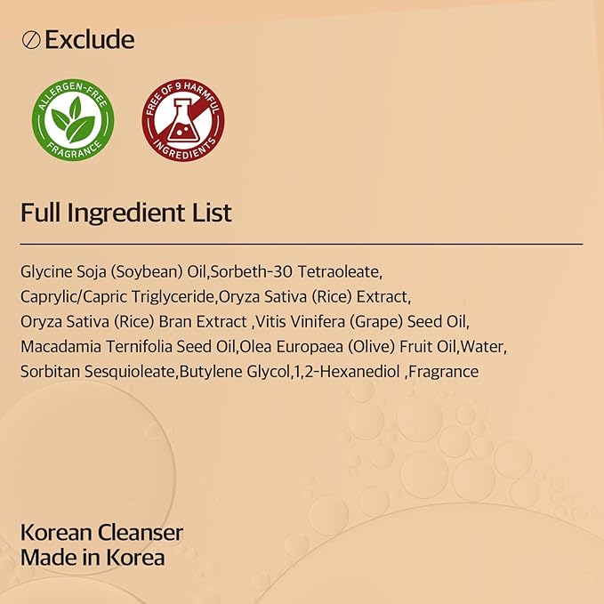 FABYOU Rice Pore Control Cleansing Oil 6.76 fl oz - Korean Skin Care for Deep Pore Cleansing, Moisturizing & Nourishing, Hypoallergenic, Plant-Based Oils, for Clear and Smooth Skin