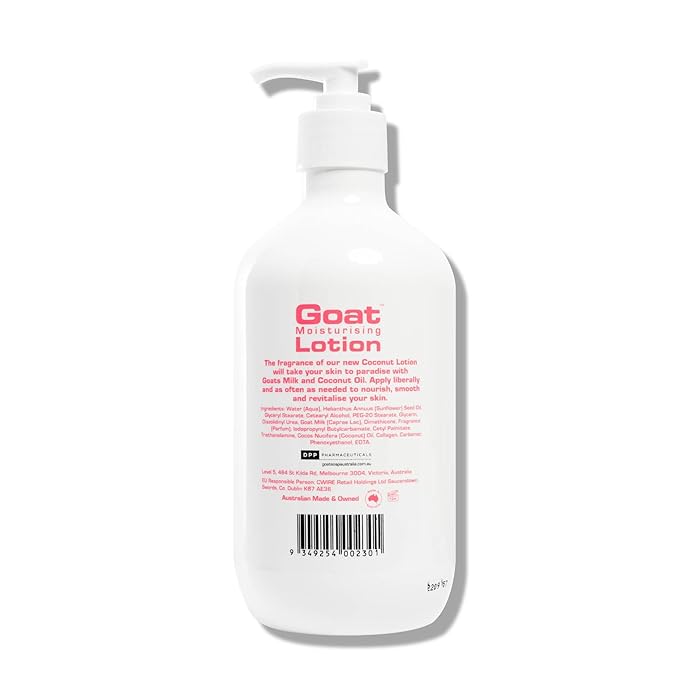 Goat Milk Lotion - Moisturizing - Non Greasy - 17 oz Enriched Milk, Suitable for Dry, Itchy or Sensitive Skin - Made in Australia - Coconut Oil