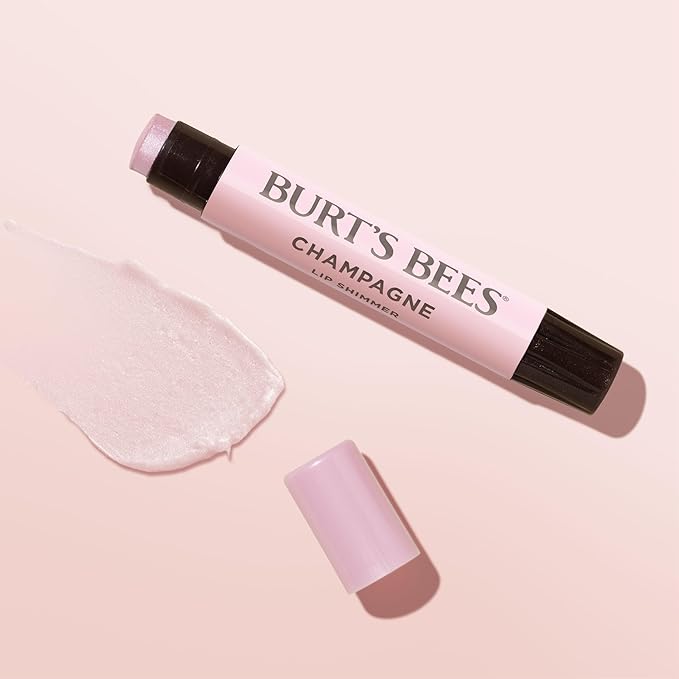 Burt's Bees Shimmer Lip Tint Set, Tinted Lip Balm Stick, Moisturizing for All Day Hydration with Natural Origin Glowy Pigmented Finish & Buildable Color, Champagne (8-Pack)