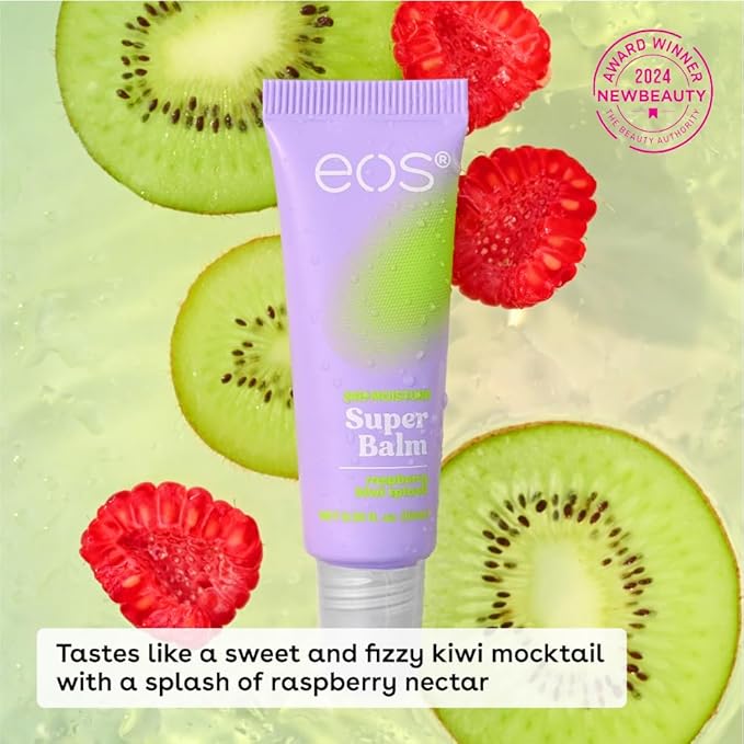 eos 24H Moisture Super Balm - Raspberry Kiwi Splash, Day or Night Lip Treatment, Made for Sensitive Skin, Lip Balms & Moisturizers, 0.35 fl oz (Pack of 2)