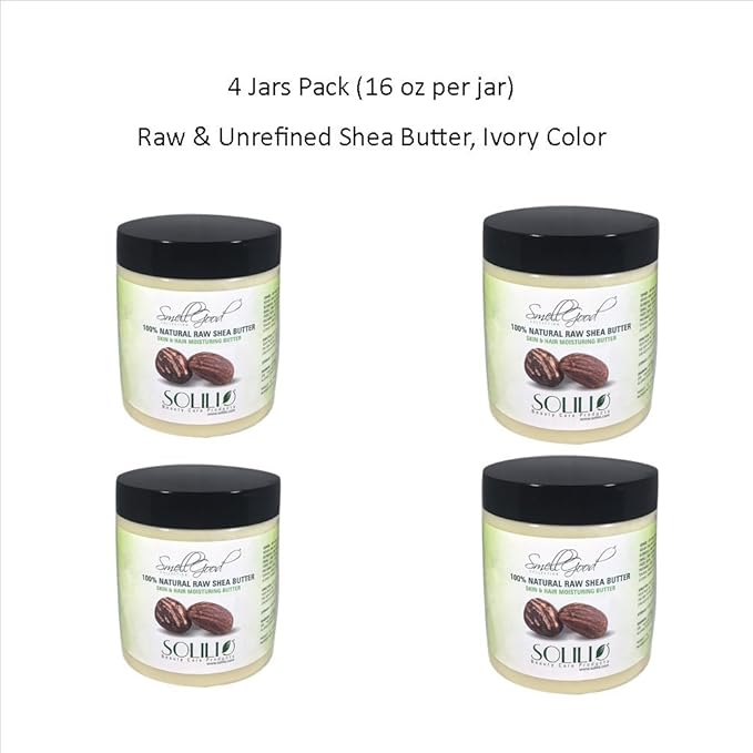SmellGood - African Shea Butter Ivory Unrefined 16oz Creamy PACK OF 4