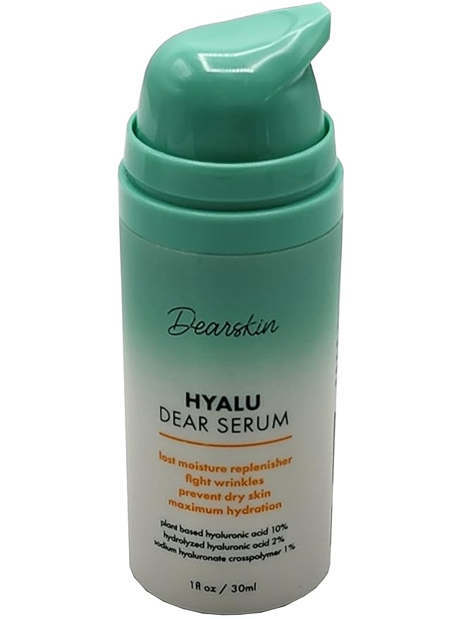 Dearskin Hyaluronic Acid Serum Vegan 100% Plant Based Hyaluronic Acid 10%, Hydrolyzed Hyaluronic Acid 2%, Sodium Hyaluronate Crosspolymer 1% - Hyalu Dear Serum