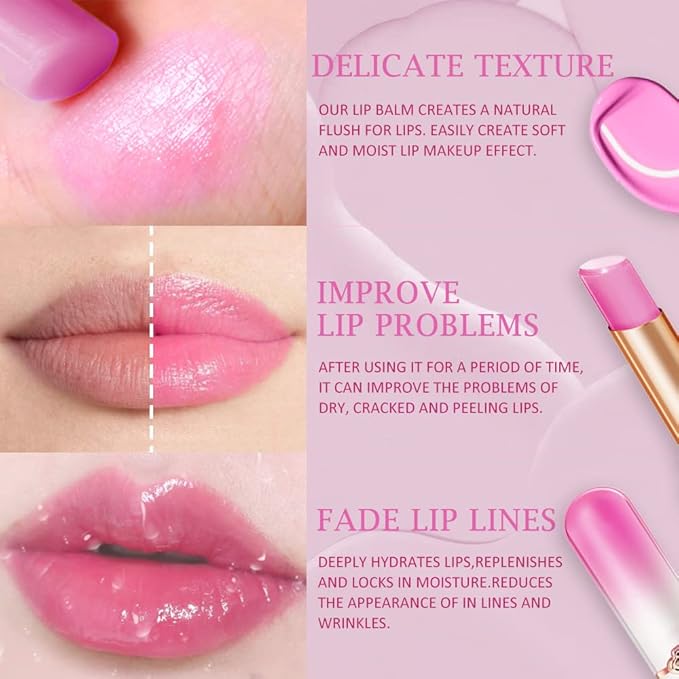 BINGBRUSH 2 Pcs Grape Color Changing Lipstick Queen,PH Mood Long Lasting Labiales Lip Gloss Lip Balm Tinted Magic Lip Stain Makeup Lipstick Set for Women
