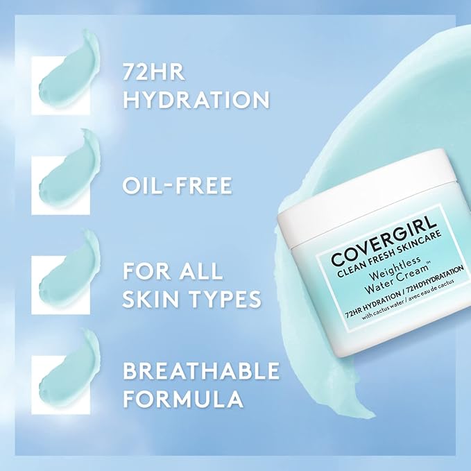 COVERGIRL Clean Fresh Skincare Weightless Water Cream, 2.0 Oz