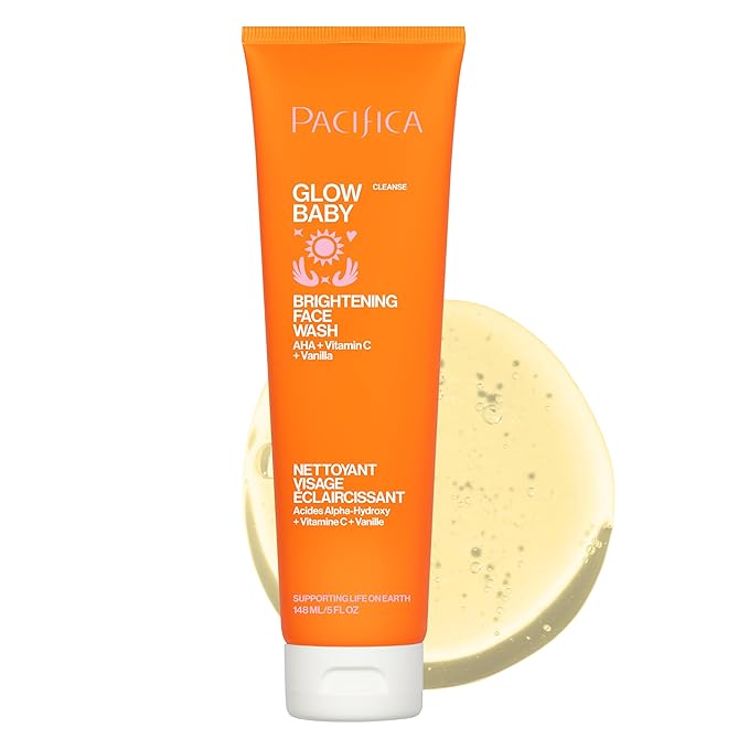 Pacifica Face Wash Duo – Glow Baby Vitamin C Brightening Cleanser + Sea Foam Gentle Cleanser, Daily Exfoliating Face Wash Set for All Skin Types, Sulfate-Free, Vegan