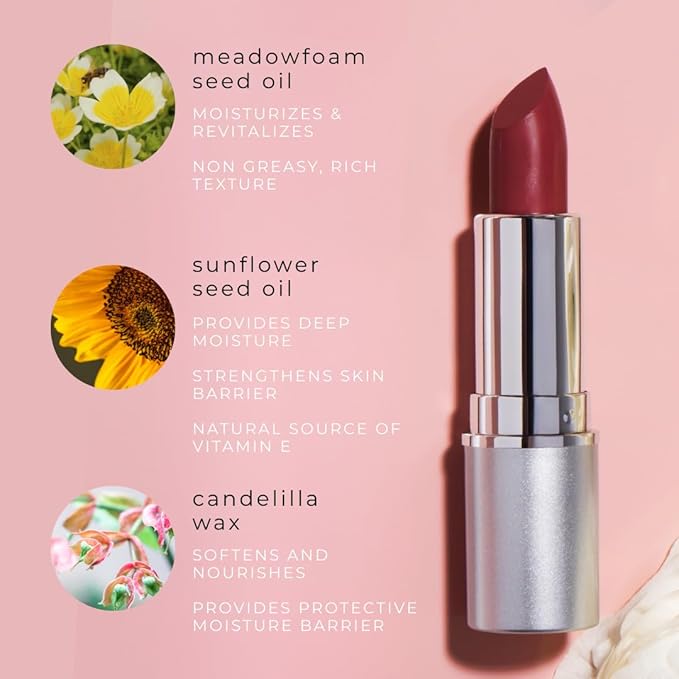 Honeybee Gardens Truly Natural Long Lasting Lipstick, Bermuda, Matte Medium Coral Pink, Naturally Hydrating & Nourishing, Vegan, Gluten-Free & Cruelty-Free, 0.11 oz / 3 g