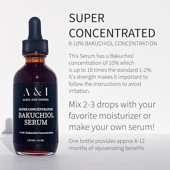 100% Pure, Cold Pressed, Bakuchiol Serum 2 oz, Plant-Based Natural Retinol Alternative