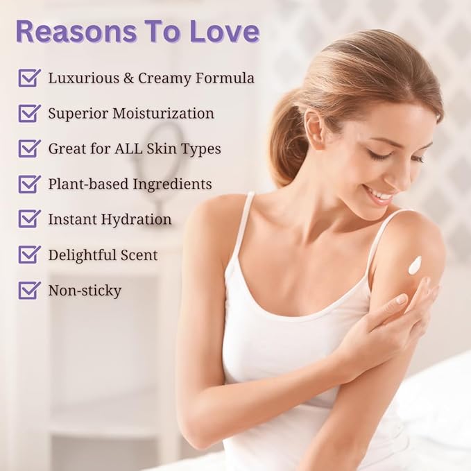 Natural Escapes Lavender Body Lotion for Dry Sensitive Skin, Aloe Vera & Ceramide Moisturizer with Olive Oil, Vitamin B5 & E, Hand & Body Cream, 8 oz