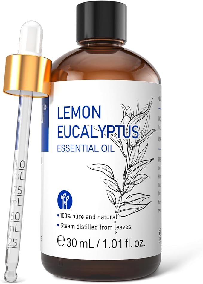 HIQILI Lemon Eucalyptus Oil, for Spary, Diffuser, Indoors, Outdoors, Garden, Yard, 100% Pure Natural - 1.01 Fl Oz