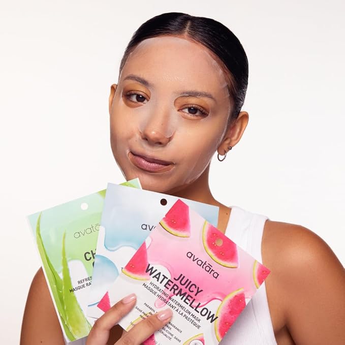 Avatara Juicy Watermellow Facial Mask 5 Sheets, Hydrating Mask, Sheet Masks, Watermelon Extract & Hyaluronic Acid, Face Mask Skincare Beauty Essential, Moisturize & Nourish Dry, Tired Skin, 5 Pack