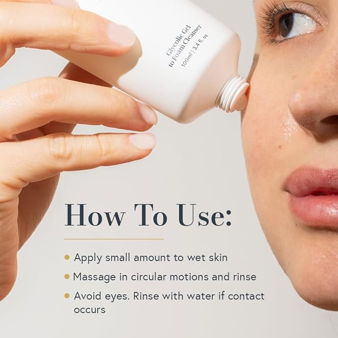Glycolic Acid Gel To Foam Face Cleanser (100ml/3.4oz) | Foaming & Exfoliating Face Wash| Natural, Plant-Based & Science-First Face Wash for Men & Women | With of Green Tea & Aloe Leaf Extracts