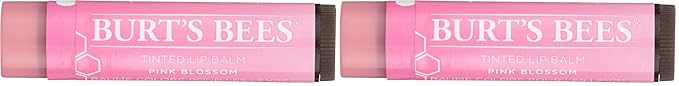 Burts Bees 100% Natural Tinted Lip Balm, Pink Blossom with Shea Butter & Botanical Waxes 1 Tube (Pack of 2)