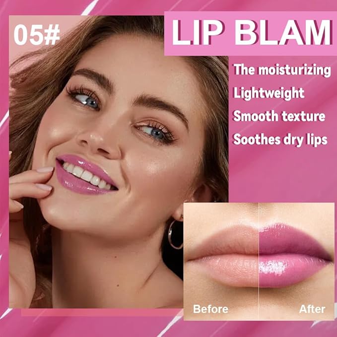 Summer Lip Butter Lip Balm Glow Reviver Lip Gloss, Melting Lip Serum, Ultra-Hydrating Natural Vegan Lip Balm, Sheer-Tinted Shine & Hydration, Soothes & Softens Dry Lips (Purple)