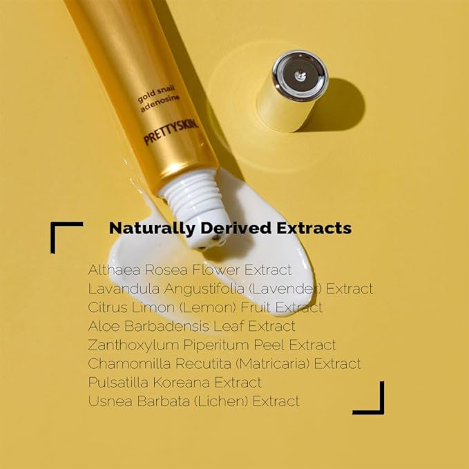PRETTYSKIN Snail Mucin Eye Cream Roller – Korean Under Eye Cream for Puffiness, Fine Lines, Wrinkles, Dark Circles – Hydrating, Cooling Roll-On with Stainless Steel Tip – 1.01 fl.oz. (Gold Snail)