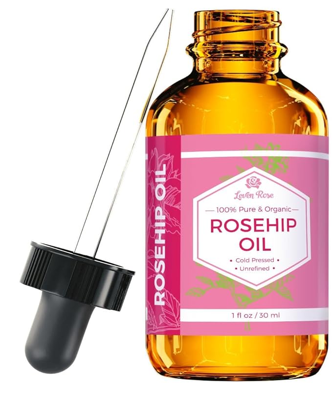 Leven Rose Rosehip Seed Oil for Face 1 oz - Pure Rosehip Oil for Face - Unrefined Cold Pressed Rosehip Oil for Body - Nighttime Face Moisturizer for Hair, Skin & Nails