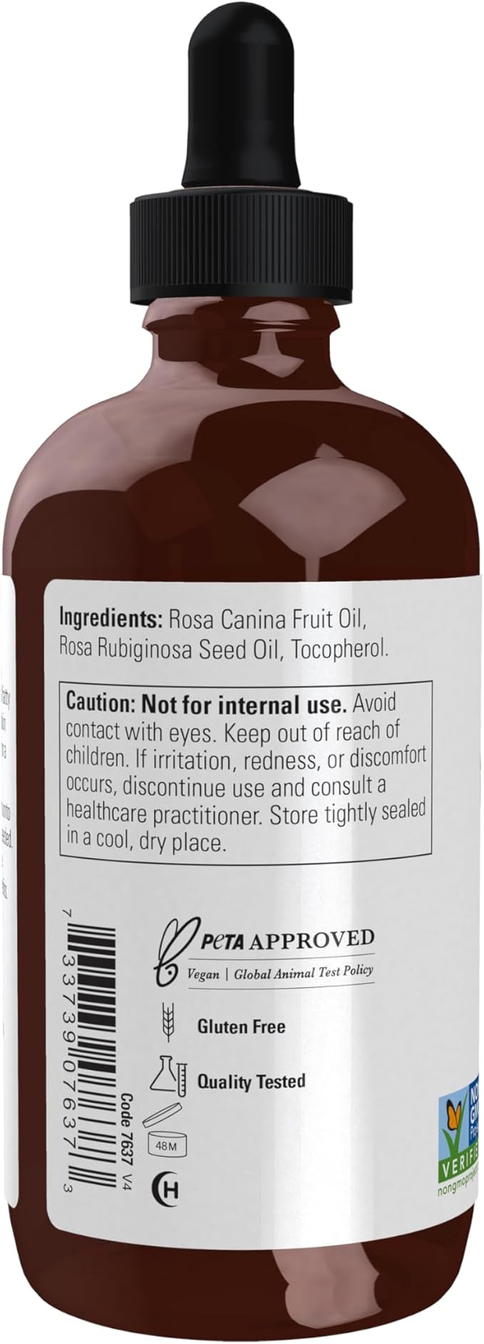 NOW Solutions, Rose Hip Seed Oil, 100% Pure, Nourishing and Renewing, For Facial Care, Vegan, Child Resistant Cap, 4-Ounce