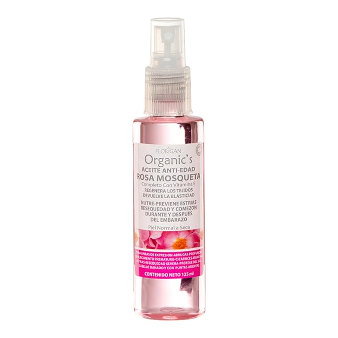 Florigan Organic's Rosehip Oil, Natural Skin Care, Anti-Wrinkle Treatment, 4.22 Fl oz/Aceite de Rosa mosqueta, 125 ml