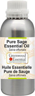 Greenwood Essential Pure Sage Essential Oil (Salvia officinalis) Steam Distilled 630ml (21 oz)