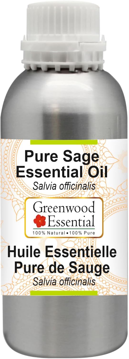 Greenwood Essential Pure Sage Essential Oil (Salvia officinalis) Steam Distilled 300ml (10.1 oz)