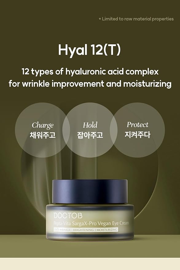 TheMogan DOCTOB Pepta-Vita SargaX-Pro Vegan Eye Cream Revitalize, Anti-Aging, Reduce Deep Wrinkle, Firming, Dark Cricle, 12 Hyaluronic Acid + 6 Peptide + Adenosine 1.1oz