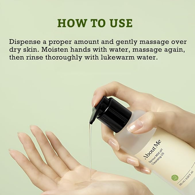 ABOUT ME Sprout Mild pH Cleansing Oil - Gentle, pH-Balanced Face Cleanser with Natural Oils (195 ml/6.59 fl oz)