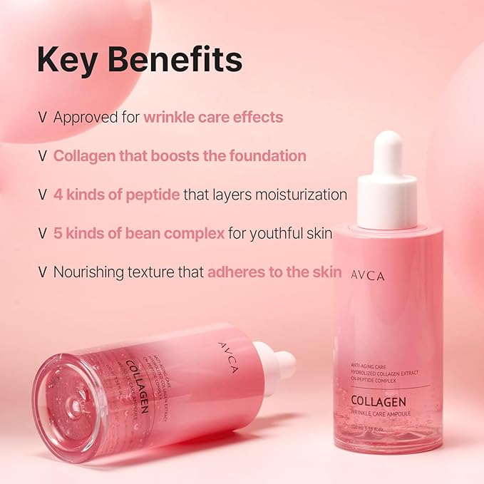 AVCA Collagen & Multi-Peptide Firming Serum 100ml (3.38 fl oz) – Elasticity-Boosting, Deep Hydration Facial Care | Korean Skincare
