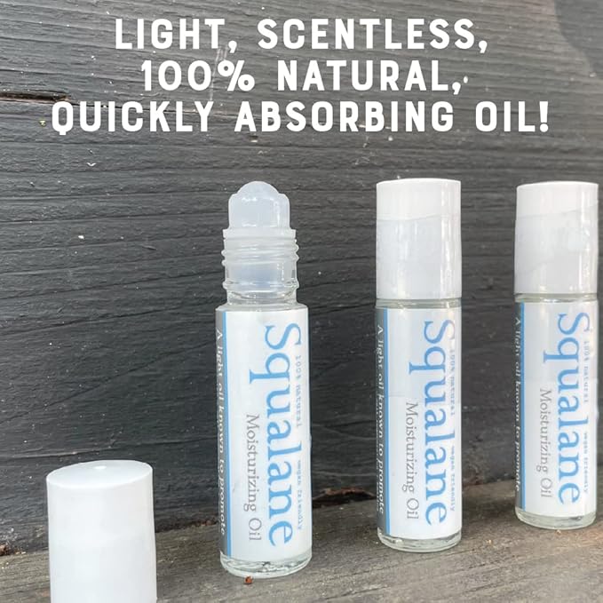 Rinse Bath & Body Squalane Essential Oil Roll On - Pure, Natural Squalane Oil For Face and Body | Light and Fast Absorbing | Cell Elasticity,Lines & Wrinkles | Squalane Oil From Olive Plant |.35oz