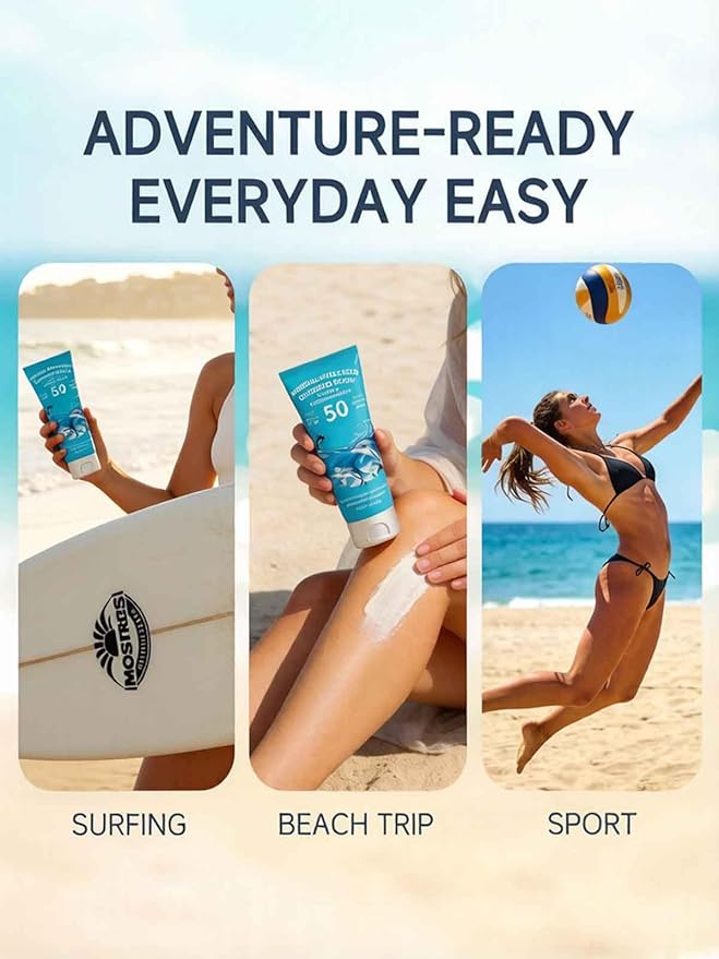 Reef Safe Sunscreen SPF 50, Travel Size Zinc Oxide Mineral Sunscreen, Natural Organic Centella Extract, Lightweight No White Cast, Non-Greasy, For Women & Men, Outdoor Beach Home Office Daily Use, 2PC