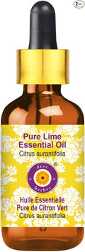 Deve Herbes Pure Lime Essential Oil (Citrus aurantifolia) with Glass Dropper Steam Distilled 15ml (0.50 oz)