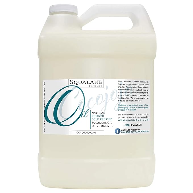 Dr Joe Lab Squalane Oil Pure Plant Derived Refined Cold Pressed From Olives Vegan Undiluted Carrier Oil for Face Skin Hair Body Cosmetics Natural Cleanser Moisturizer (128 oz / 1 Gallon)