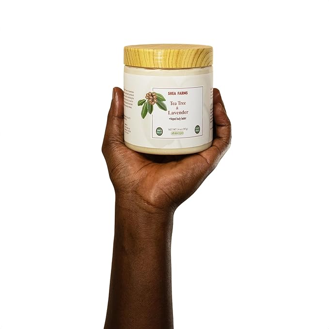 Natural Body Butter Shea Body Moisturizer with Natural Essential Oils to Deeply Nourish, Protect, and Rejuvenate dry Skin - Tea Tree and Lavender 14 oz
