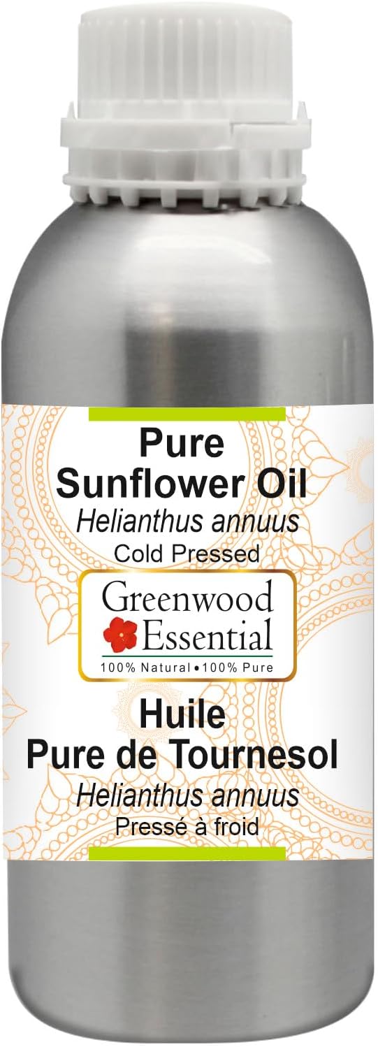 Greenwood Essential Pure Sunflower Oil (Helianthus annuus) Cold Pressed 630ml (21 oz)