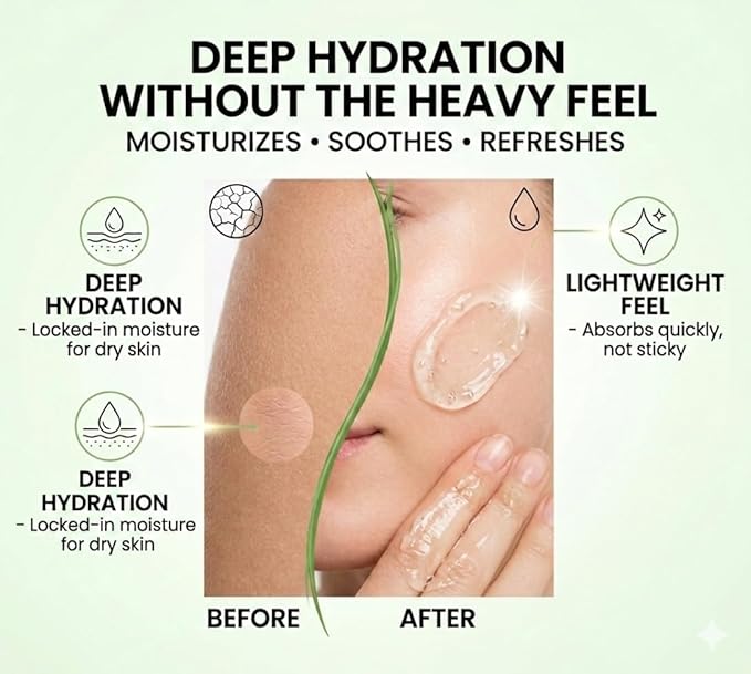 Organic Aloe Vera Gel – 99% Pure, Fresh-Harvested, Hydrating Gel for Face, Body, Hair, and Scalp, 10 oz