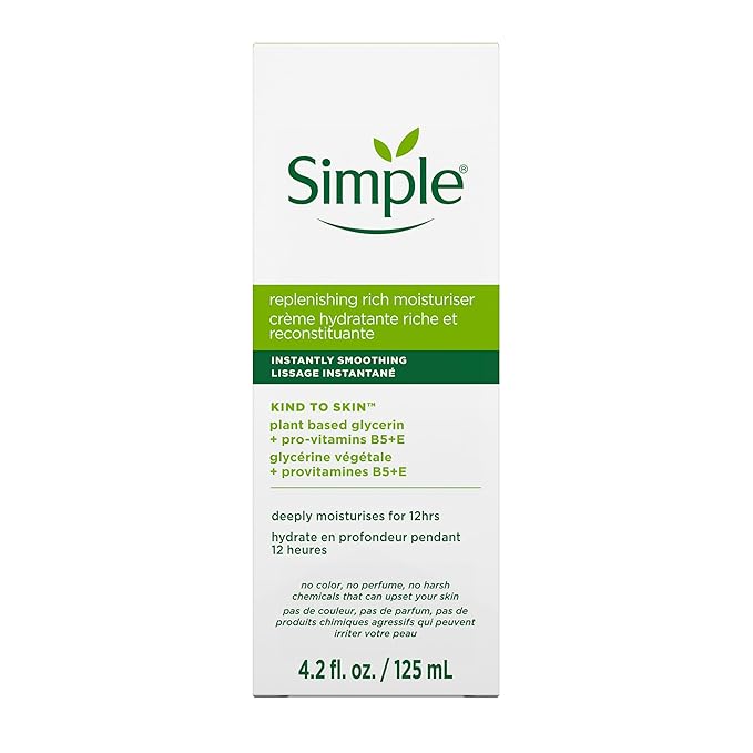 Simple Kind To Skin Replenishing Rich Moisturizer - Face Cream Nourishes and Hydrates - Face Moisturizer with Niacinamide, Vitamins B5 and E - 2 pc