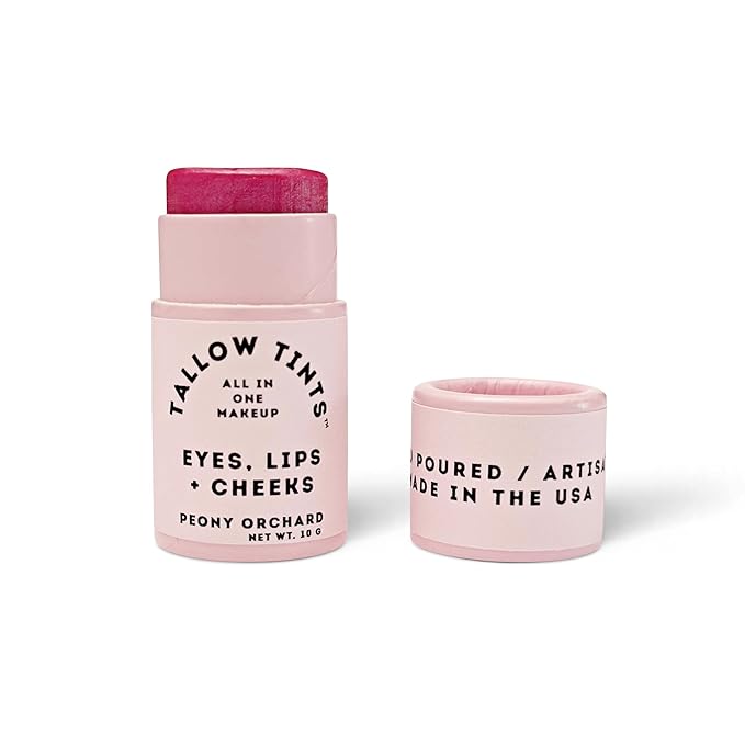 / Natural Tallow Lip Tint - Buildable Natural Color/Blush, Lip and Eye 3 in 1 Makeup (Peony Orchard)