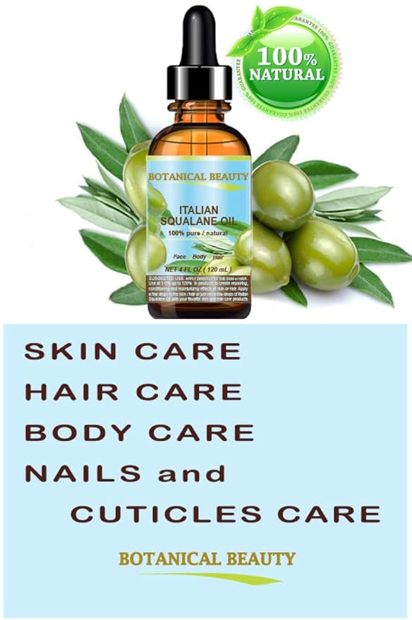 Botanical Beauty SQUALANE Italian Olive 100% Pure Natural Undiluted Oil 100% Ultra-Pure Moisturizer for Face, Skin, Body, Hair. Reliable 24/7 Skincare Protection (0.5 Fl Oz 15 ml)