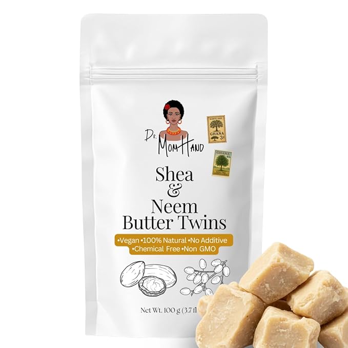 Organic Raw Shea and Neem Butter | 100% Pure,Natural & Unrefined, Skin Care for Eczema Relief, Vegan, 3,53oz