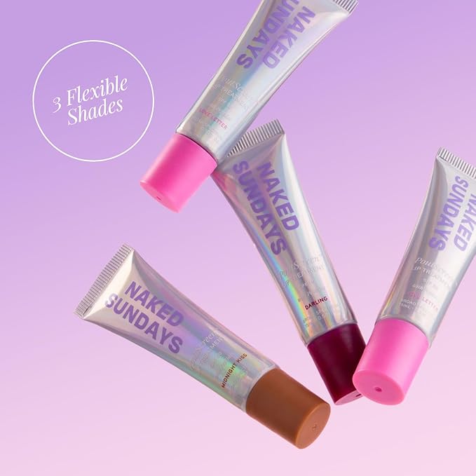 Naked Sundays Poutscreen SPF 50 Lip Treatment – Hydrating Lip Balm with Broad Spectrum, Glossy Non-Sticky Finish, Nourishing Lip Care with Peptides for Protected Lips - 15ml (Midnight Kiss)
