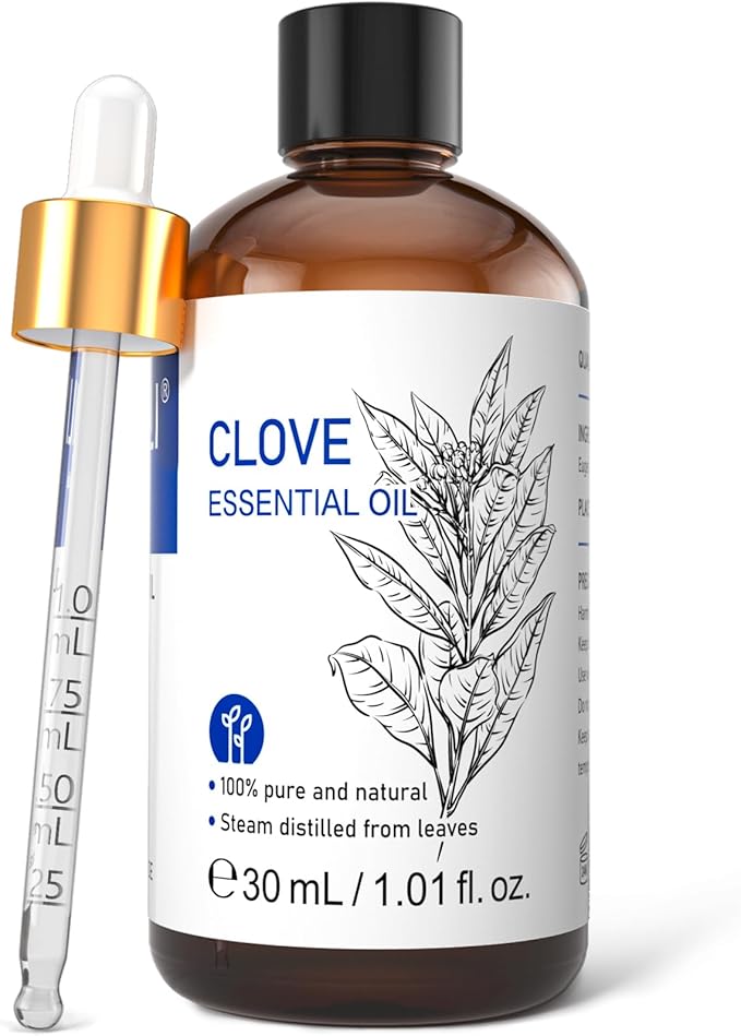 HIQILI 1 Fl Oz Clove Oil for Teeth and Gums, Oral Care, DIY Clean Spray, Aromatherapy, 100% Pure Natural Premium - 30ml
