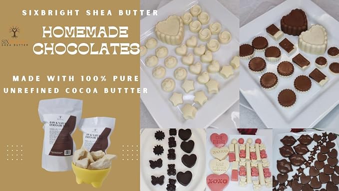 Sixbright Unrefined Cocoa Butter –8 oz | 100% Pure, Food Grade- Natural Moisturizer for Dry Skin, Fades Stretch Marks & Scars ,For Skin, Hair, DIYs. Chocolate Aroma