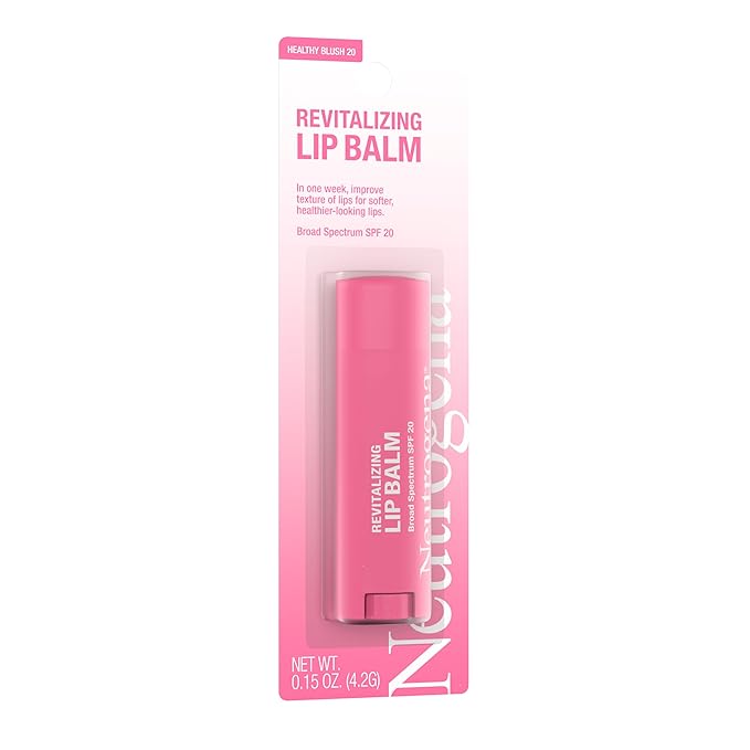 Neutrogena Revitalizing Tinted Lip Balm Broad Spectrum SPF 20 Sunscreen, Moisturizing Lip Balm with a Sheer Tint for Softer, Smoother, Healthier-Looking Lips, Sheer Healthy Blush 20, .15 oz