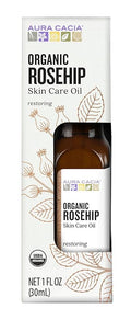 Aura Cacia Organic Rosehip Skin Care Oil | GC/MS Tested for Purity | 30ml (1 fl. oz.) in Box
