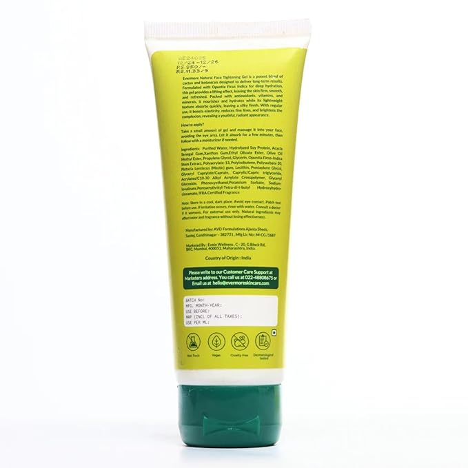 Evermore Natural Cactus Gel - Skin Soothing, Firming, Nourishing | All Skin Types | Unisex | Anti-Aging | Vegan - 100ml